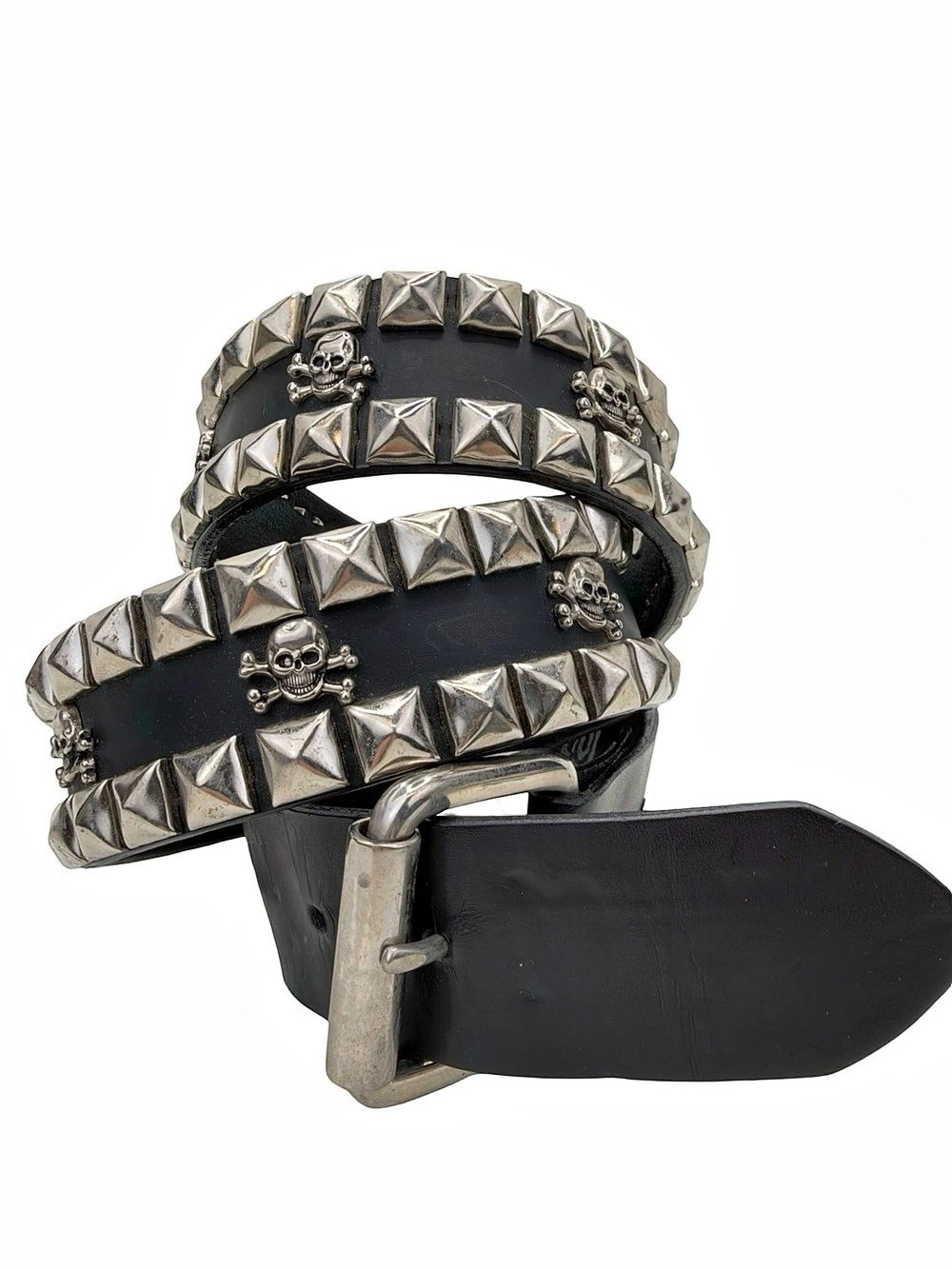 Hot Topic Studded Leather Belt Skull & Crossbones